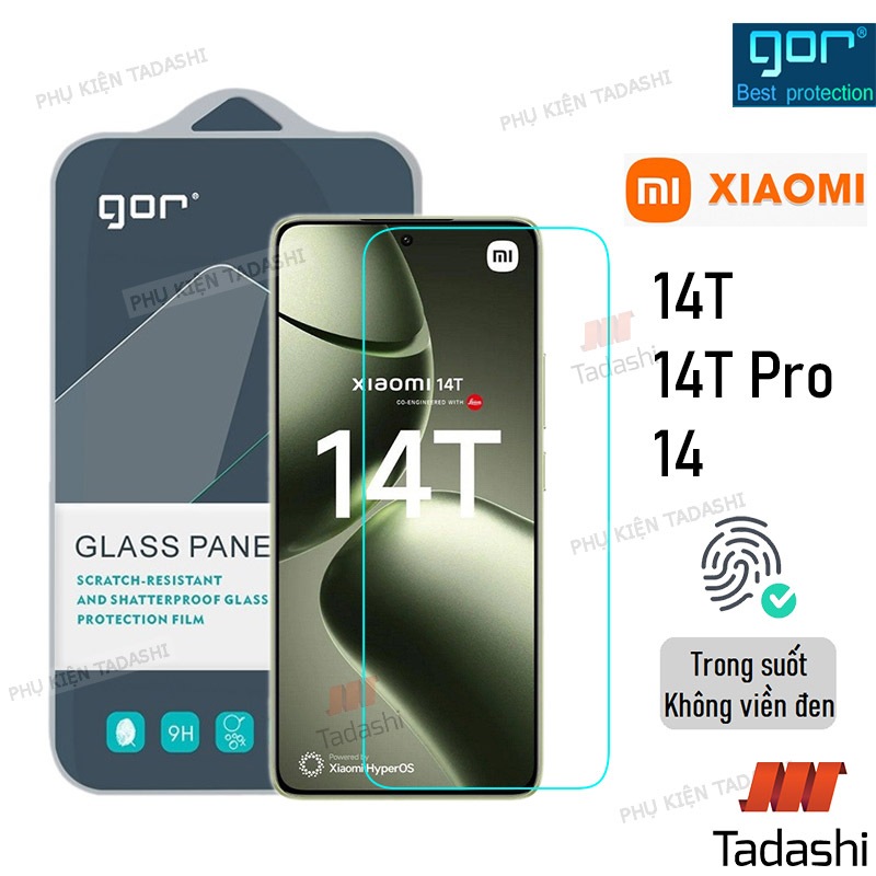 Kính Cường Lực Gor Xiaomi 14T/ 14T Pro, Xiaomi 13T/ 13T Pro Trong Suốt Không Viền Đen 9H/ Vát 2.5D - Hãng Gor