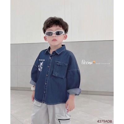 Áo sơ mi Beemo in hình phi hành gia chất liệu giả bò cho bé trai 9-24kg 4379ADB