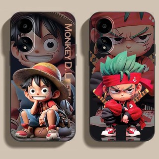 Ốp lưng Oppo A18, A38, A58, A78, A98 5G cạnh viền vuông, có bảo vệ camera in hình ONE PIECE, GOKU