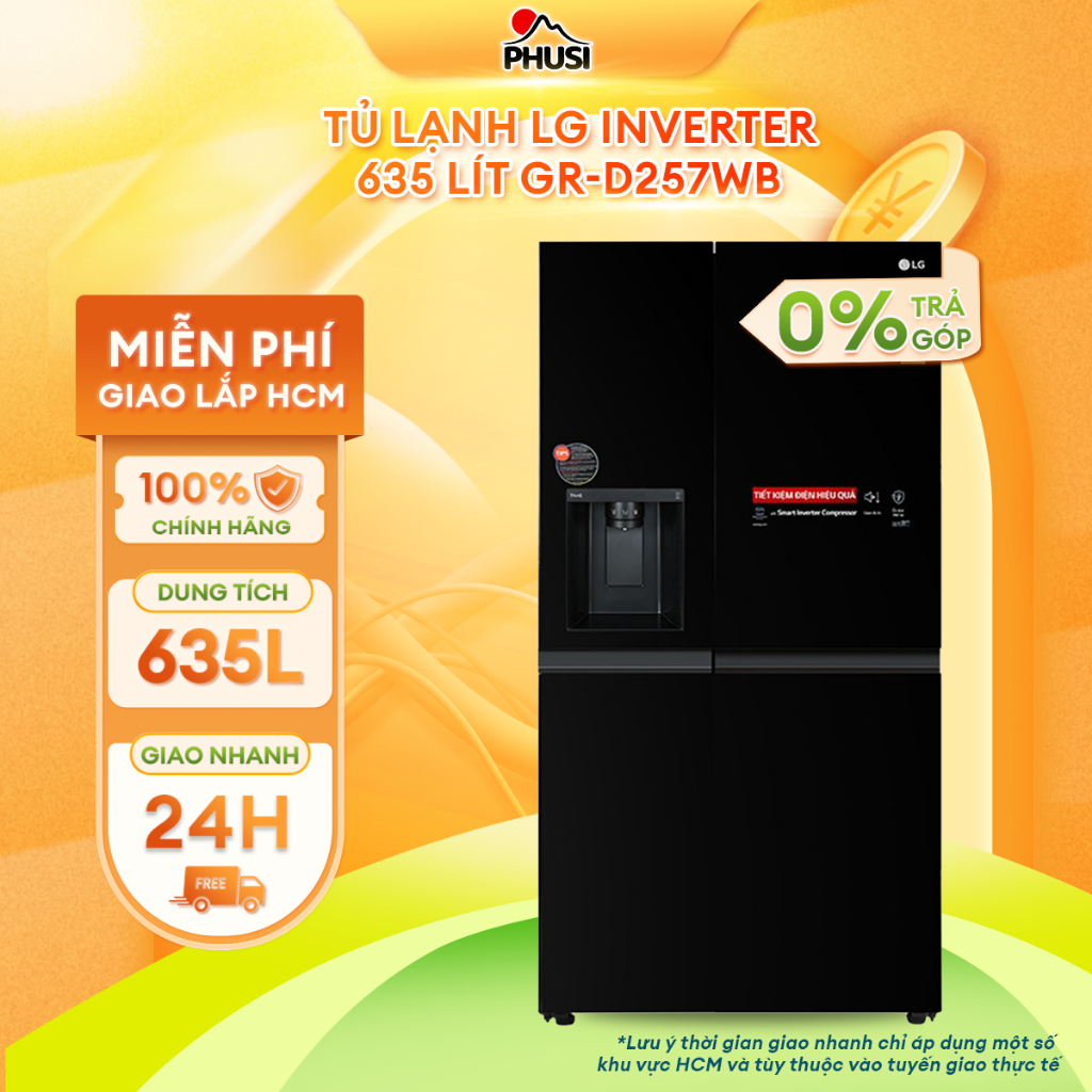 GR-D257WB [MIỄN PHÍ GIAO LẮP] - Tủ lạnh LG Inverter 635 Lít GR-D257WB