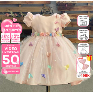 Đầm công chúa đính nơ hoa Tutupetti điệu đà