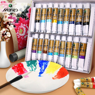 Bộ 12 Màu Maries Acrylic Dạng Tuýp, Màu Tô Tượng Đất Sét Tự Khô, Màu Vẽ Vải, Vẻ Giày - Tuýp 12ml,5ml