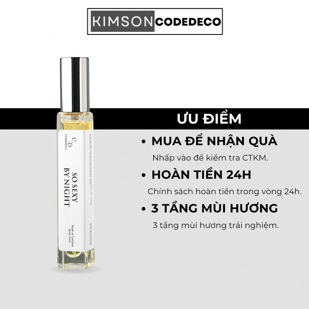 Tinh dầu nước hoa CODEDECO So Sexy By Night 10ml, Gợi cảm, Ngọt ngào