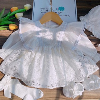 Body Thu đong cho bé sơ sinh từ 3-10kg - Body Váy Trắng Maby Hằng