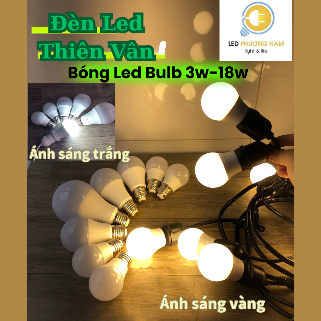 [COMBO 2 Bóng]  Bóng led BULB trang trí Trắng - Vàng, Đuôi E27 Tiện Dụng, Chống Nước, Tiết Kiệm Điện