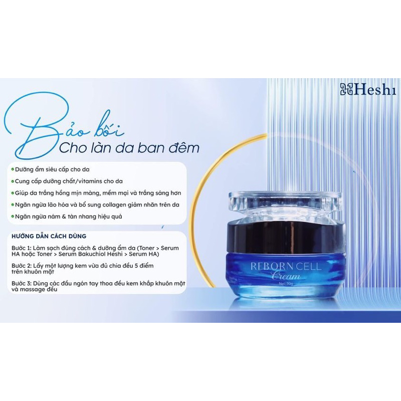 Kem dưỡng trắng da ban đêm Reborn cell Heshi