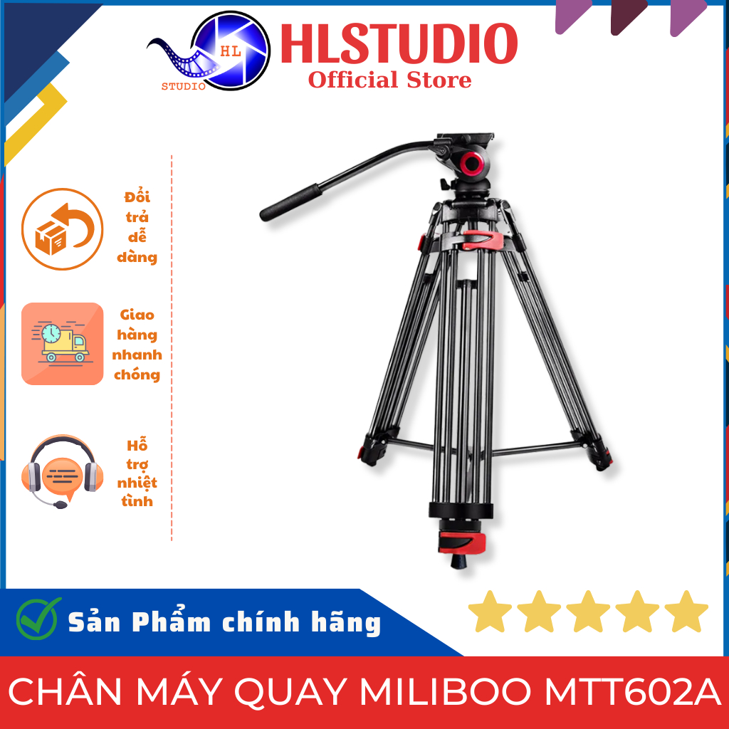 Chân Máy Quay Miliboo MTT602A Hợp Kim Nhôm Cao Cấp – Tải Trọng 10kg, Chiều Cao 193cm