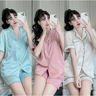   DEAL MỞ BÁN  Bộ Đồ Ngủ Nữ JUSOKA Pijama Lụa Gấm Xước Ánh Kim Ngắn Tay Mặc Nhà Dễ Thương Cao Cấp CC126 