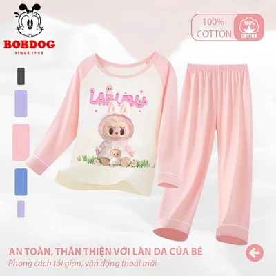 [LABUBU] Bộ phối thu đông bé gái BOBDOG bộ quần áo phối dài tay chất liệu cotton in hình LABUBU cute