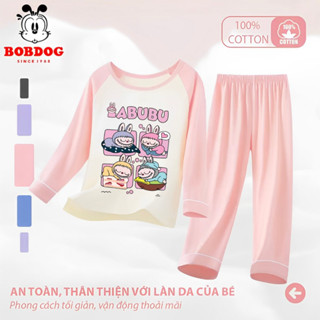 [LABUBU] Bộ phối thu đông bé gái BOBDOG 2025, bộ quần áo phối dài tay chất liệu cotton in hình LABUBU cute cho bé