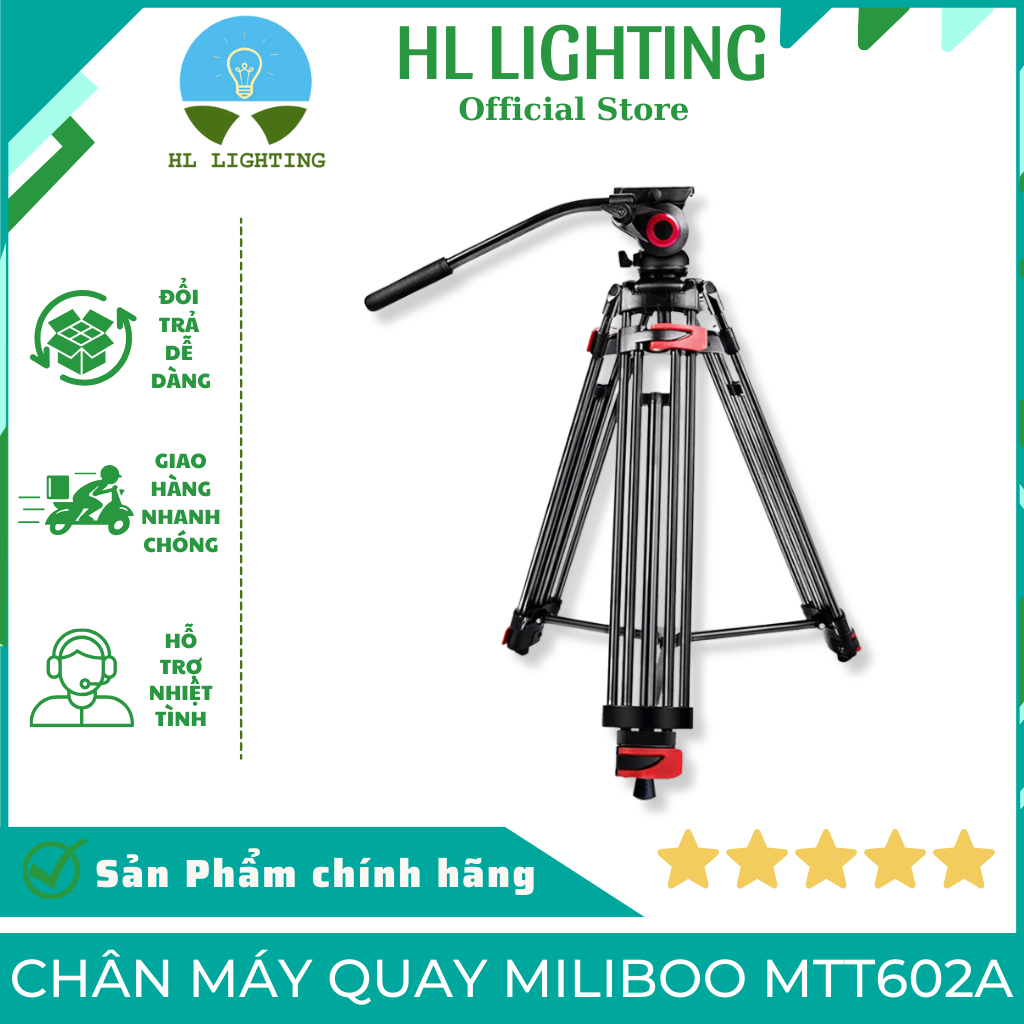 Chân Máy Quay Miliboo MTT602A Hợp Kim Nhôm Cao Cấp – Tải Trọng 10kg, Chiều Cao 193cm