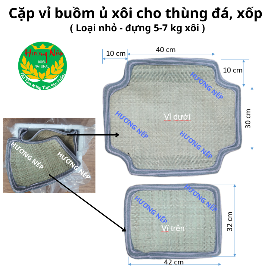  Cặp vỉ buồm tấm cói ủ xôi cho thùng đá thùng xốp vừa giữ nhiệt và chống dính xôi 