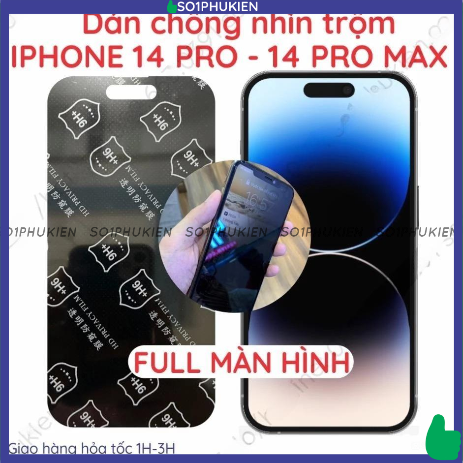 Dán cường lực chống nhìn trộm iPhone 14 pro max (14 promax)/ pro nano dẻo chống bể kính và dán dẻo P