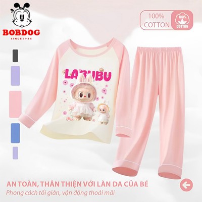 Bộ phối thu đông bé gái BOBDOG chất liệu cotton thấm hút mồ hôi in hình LABUBU cute cho bé