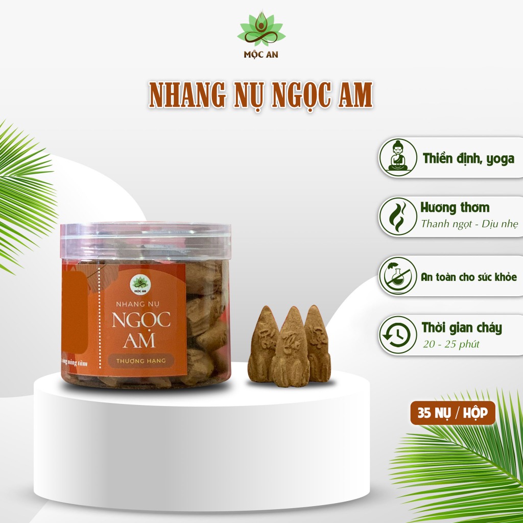 Nhang Nụ Ngọc Am, 35 Nụ/Hộp, Nhang Nụ Từ Bột Gỗ Ngọc Am, Xông Phòng Thơm Nhà, Mùi Thơm Ngọt, An Toàn