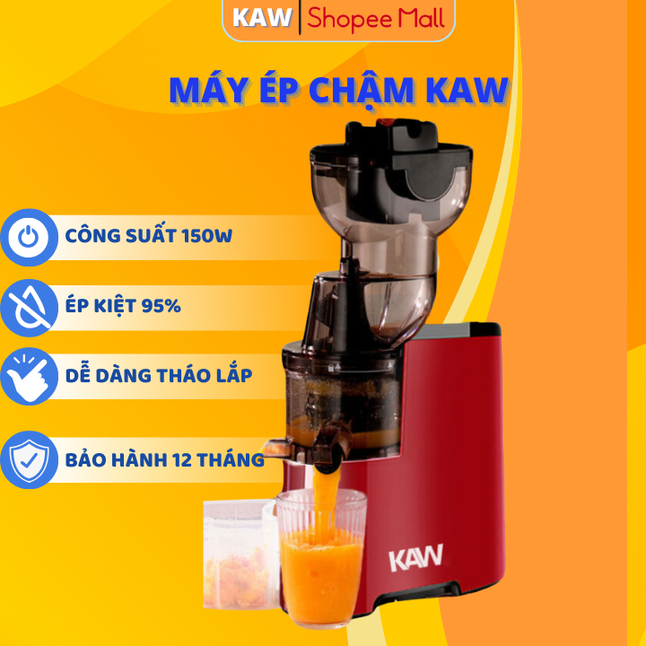 Máy Ép Chậm KAW Ép Trái Cây Công Suất 150W Dễ Dàng Vệ Sinh, Bảo Hành 12 Tháng
