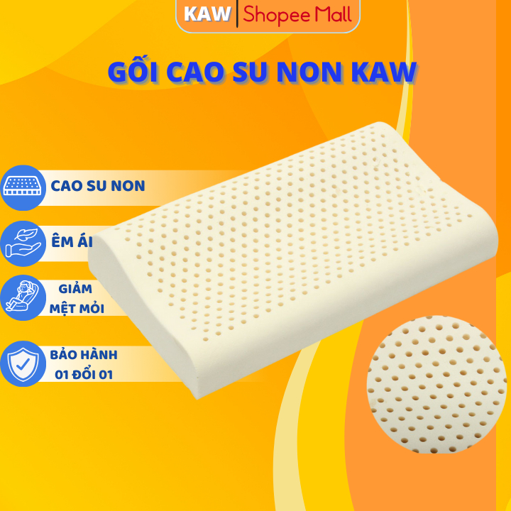 Gối Cao Su Non KAW Thiết Kế Lượn Sóng Chống Đau Mỏi Vai Gáy, Chống Ngáy, Hỗ Trợ Giấc Ngủ