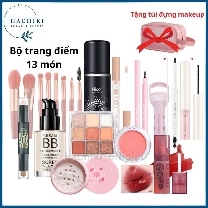 Bộ Trang Điểm 13 Món Makeup Trang Điểm Cơ Bản Bộ Makeup Cá Nhân Nguyên Set HACHIKI