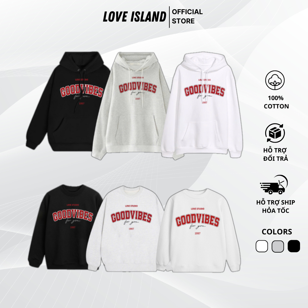Áo Hoodie , áo Hoodie đôi Sweater nam nữ chữ Goodvibes , hoodie có mũ nỉ cotton mịn form Hàn Quốc [A