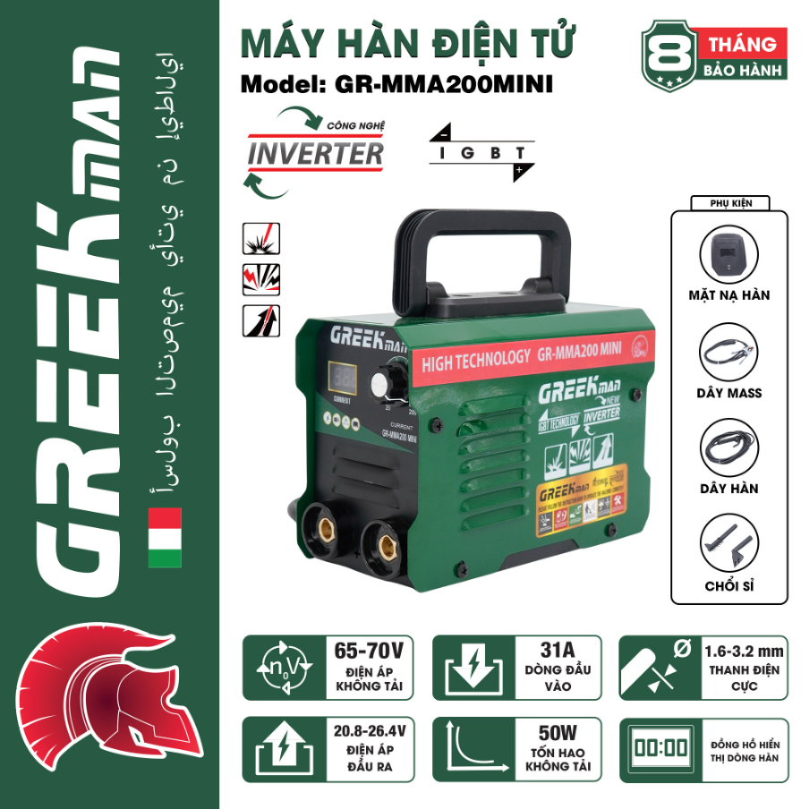 Máy Hàn Mini gia đình Greekman MM200 Hàn que 2.6-3.2mm