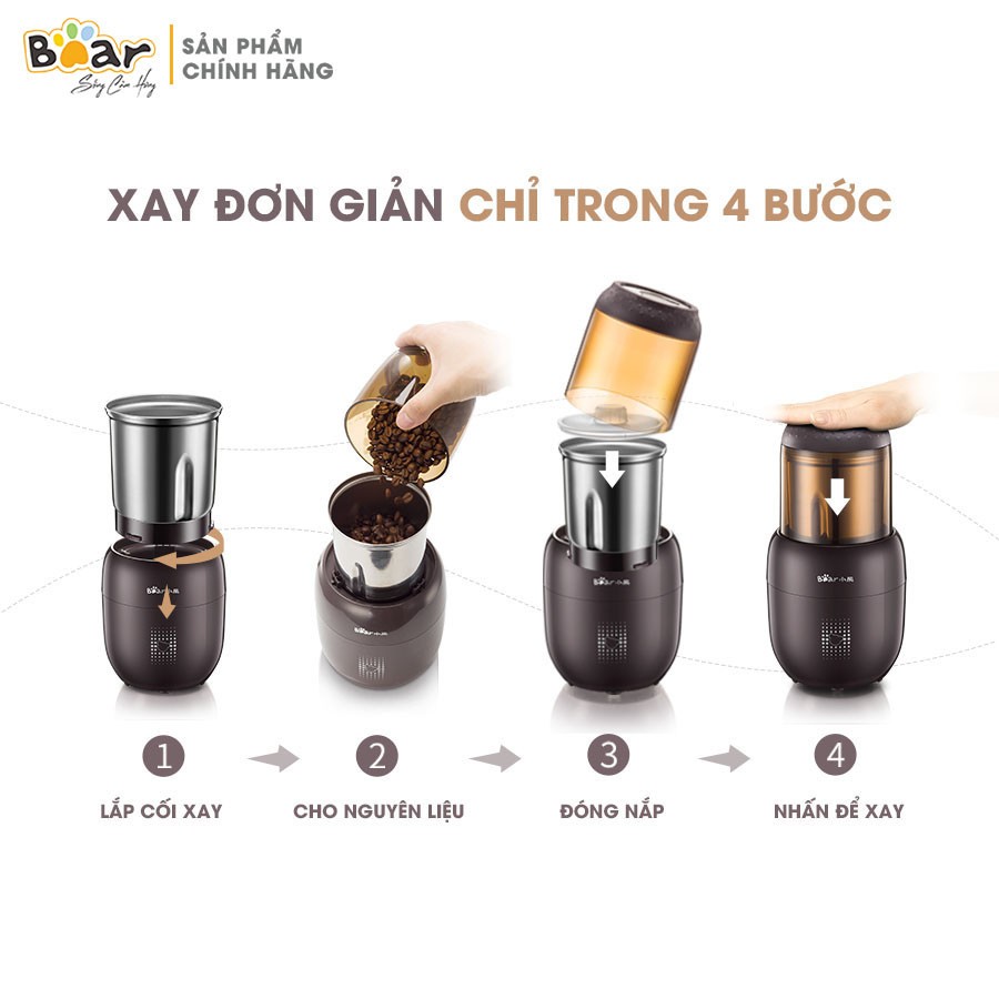 Máy xay hạt khô cầm tay Bear FSJ-A03D1, 300W, Xay nhuyễn hạt cà phê, tiêu, thảo mộc, BH 18 Tháng | BigBuy360 - bigbuy360.vn