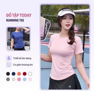 Áo thun thể thao nữ Running Tee tập gym yoga cổ tròn ngắn tay vải thoáng mát co giãn Today U Wear