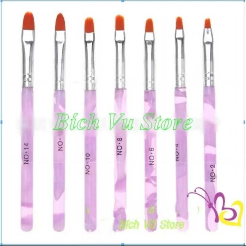 sét 7 cọ đắp Gel (2-4-6-8-10-12-14)