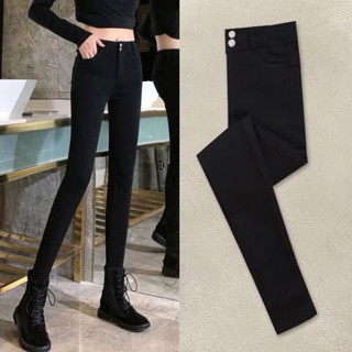 Quần legging nữ cạp cao dài nâng mông có túi cúc khóa kéo - Quần legging đen nữ co giãn gen bụng vải dày dặn kaki giặt