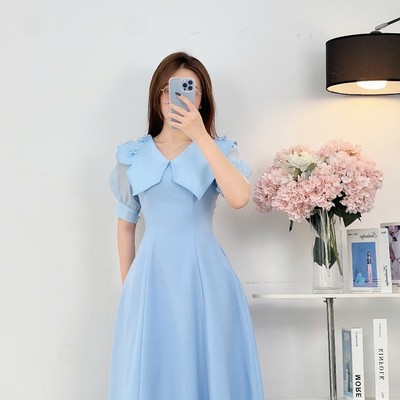 Đầm Nữ 𝐂𝐂𝐇𝐀𝐓 Dáng Xòe Bổ Thân Cổ V Chất Liệu Tuytsi Cao Cấp Sang Trọng 14VNS8013XT