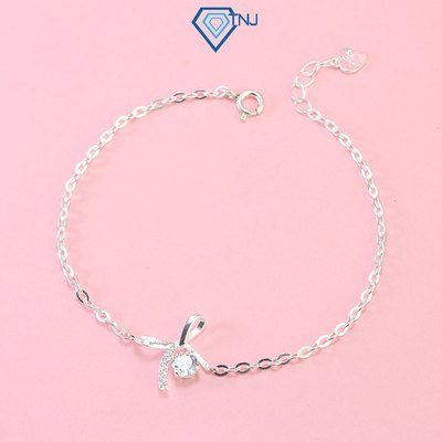 Lắc tay bạc nữ đính đá hình nơ xinh xắn LTN0406 - Trang Sức TNJ