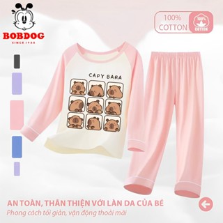 [CAPYBARA] Bộ phối thu đông bé gái BOBDOG 2025, bộ quần áo phối dài tay chất liệu cotton in hình CAPYBARA cute cho bé