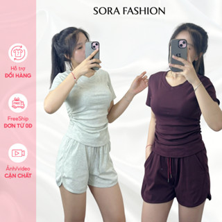  Set Đồ Nữ Mùa Hè Bigsize Ngắn Tay Sora Fashion Bộ Đồ Nữ Mùa Hè Nhún Eo Chất Liệu Thun Cotton 146 