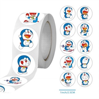 Cuộn 500 tem Sticker Mèo Máy Xanh dễ thương cho bé  - 2.5cm