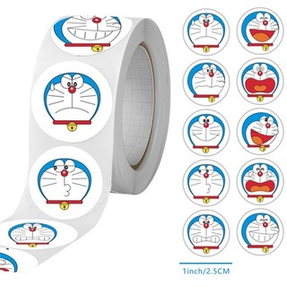 Cuộn 500 tem Sticker Mèo Máy Xanh dễ thương cho bé  - 2.5cm
