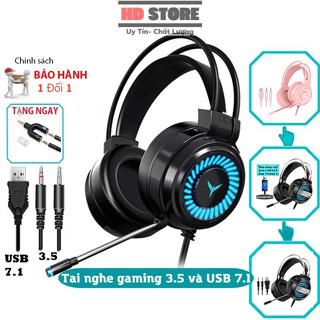 Tai nghe chụp tai gaming có mic đàm thoại Led RGB,headphone dùng cho máy tính điện thoại laptop ipab