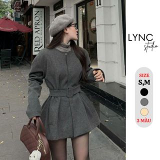 LYNC studio - Áo khoác dạ nữ kèm đai chất liệu dạ ép cao cấp LCA0258A