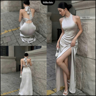 Đầm Lụa Dự Tiệc SC676 Đầm Lụa Xẻ Tà Phối Chéo Lưng Cách Điệu Dáng Dài Qua Mắt Cá Chân