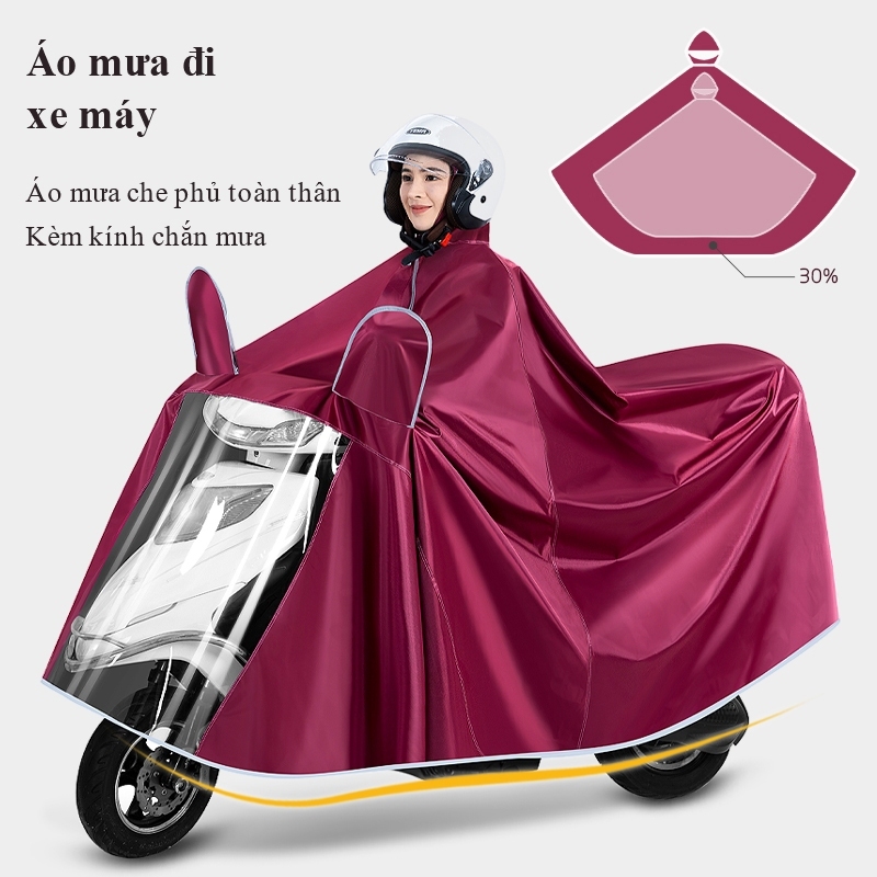Áo mưa xẻ tà áo mưa cánh dơi bằng vải dù tráng PVC kèm mũ chống thấm màu trơn dành cho người lớn đi 
