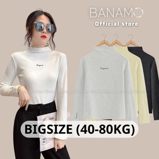  Áo cổ cao nữ BIGSIZE Banamo Fashion áo nỉ lông thỏ thêu chữ cao cấp giữ nhiệt mùa thu đông 3905 