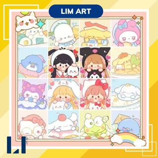   CÓ KHUNG SẴN  Tranh tô màu cho bé Động Vật Hoạt Hình Anime size 20x20 - Tranh tô màu theo số size nhỏ 