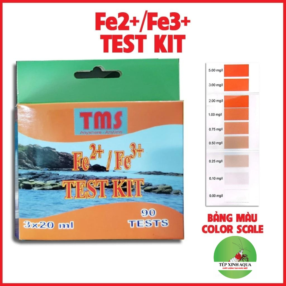 Bộ kiểm tra nước - test nước đo Fe - Bộ đo phèn - Kit test Sắt - test hàm lượng TMS [Tép Xinh Aqua]