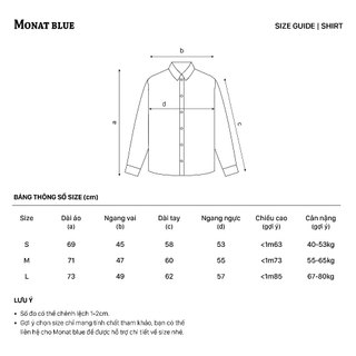 MONAT BLUE - Áo Sơ mi tay dài Basic Logo unisex