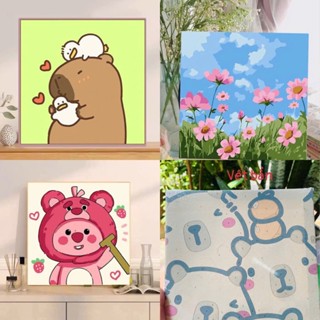   Mã lỗi nhẹ  Tranh số hóa đã căng khung kèm màu cọ size 20x20 tranh tô màu số hóa phong cảnh hoạt hình dễ thương 