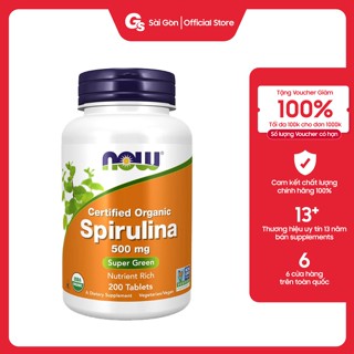 Viên uống tảo xoắn Now Organic Spirulina - Hỗ trợ tăng sức đề kháng nhập khẩu Mỹ - Gymstore
