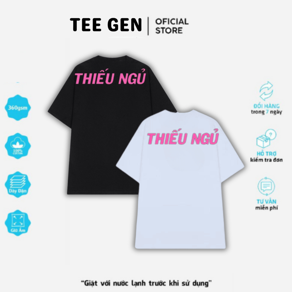 Áo thun Local Brand in THIẾU NGỦ GEN ALPHA, Áo thun Unisex Form rộng Unisex GEN002