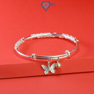 Lắc tay bạc nữ dạng kiềng gắn charm hồ điệp xinh xắn LTN0412 - Trang Sức TNJ