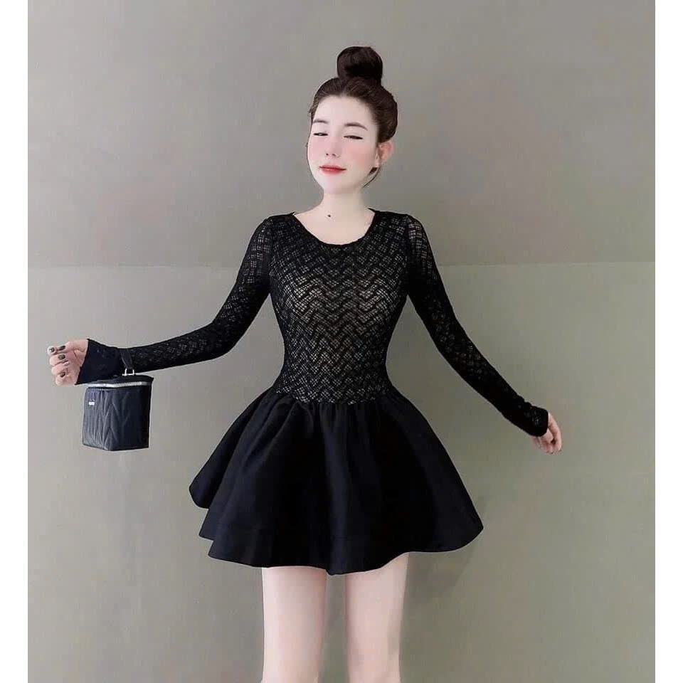 ĐẦM TAY DÀI TÙNG XOÈ REN PHỐI TAPTA
