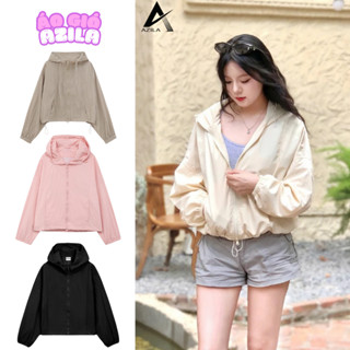 [Cao Cấp ]Áo Khoác dù nữ AZILA dáng lửng Có Mũ Dây Rút Chắn Gió Chống Nắng Hàn Quốc Form Croptop - G70