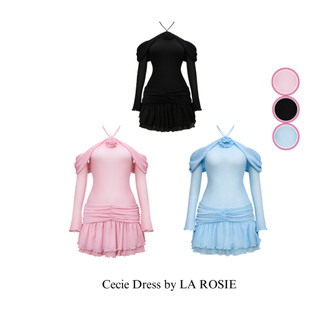 Cecie Dress - ĐẦM THUN THIẾT KẾ TAY DÀI CỔ YẾM TRỄ VAI FORM SIÊU XINH