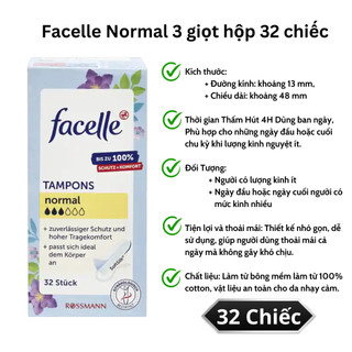 Băng vệ sinh Tampon Jessa / Facelle oan toàn tiện lợi - nội địa Đức đủ size